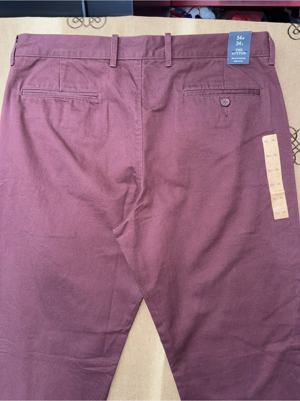 J.Crew NWT! Men'S The Sutton Slim Fit Pants In Burgundy Size 34